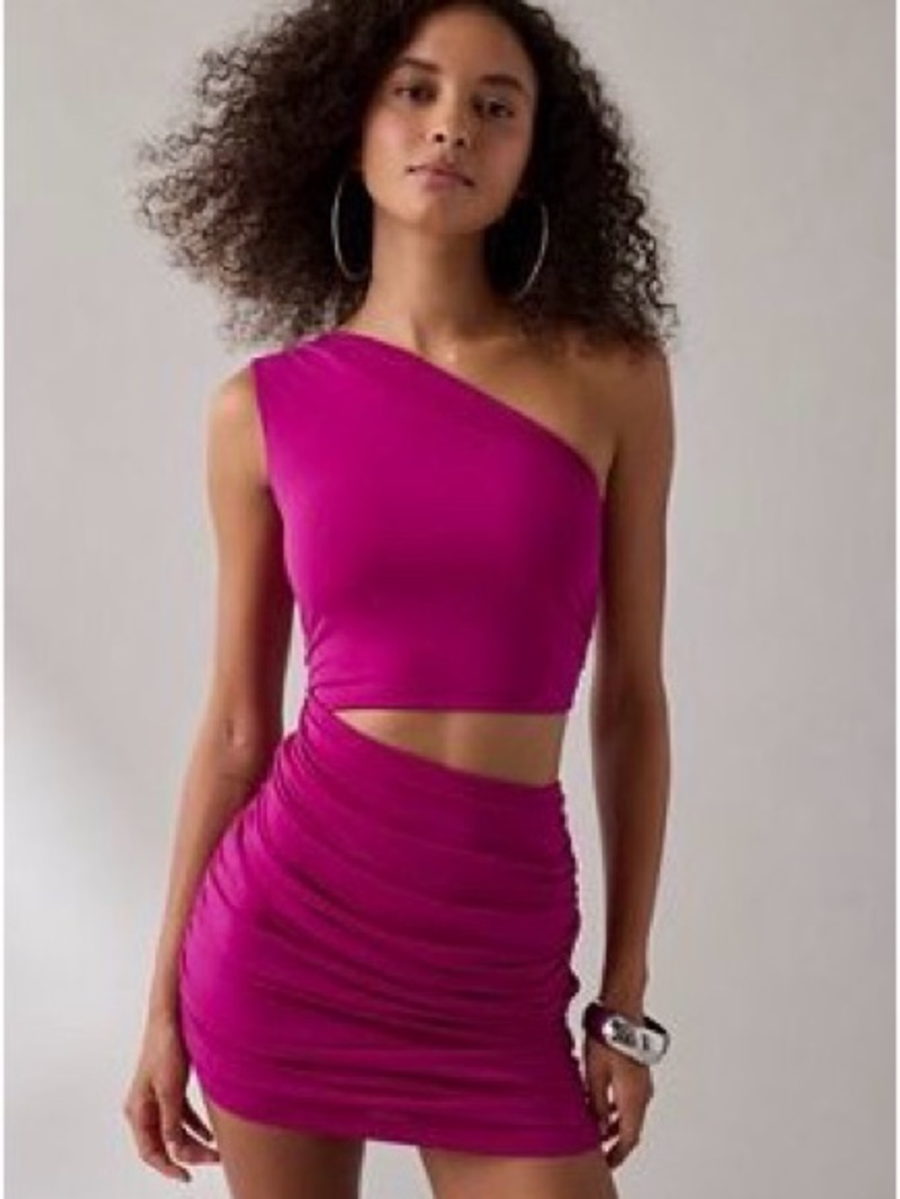 Urban Outfitters One-Shoulder Cutout Mini Dress - Magenta